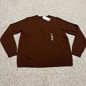 NWT Uniqlo Cashmere Crewneck Sweater Sz XL Brown Quiet Luxury Old Money Classic